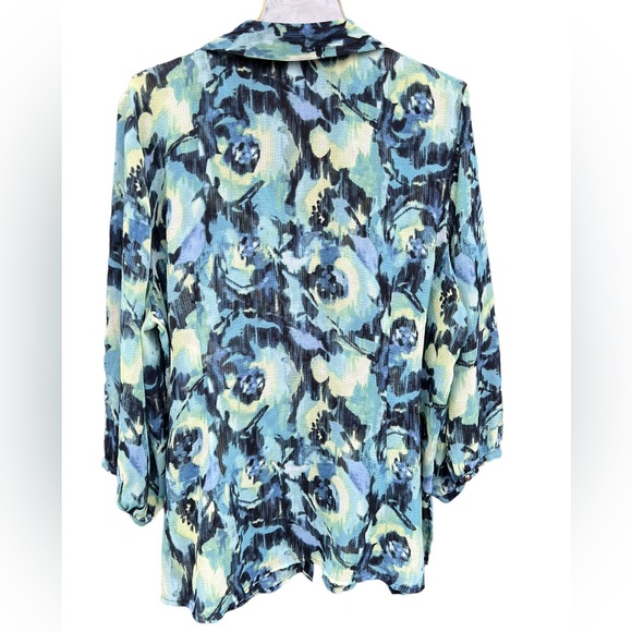 JM Collection Sheer Watercolored Flowers Blouse Size 20W - Picture 5 of 5